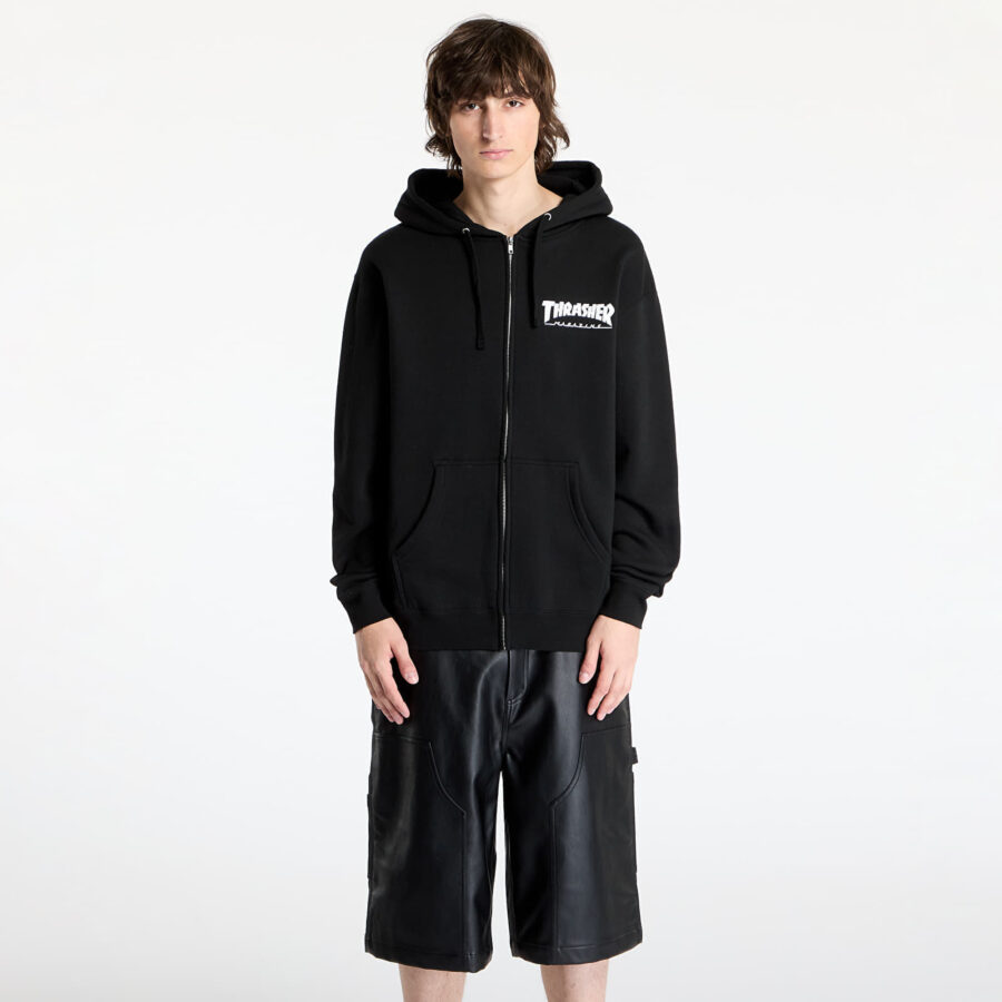 Pulóver Thrasher Magazine Logo Zip Hood Black S-alacsony-ár