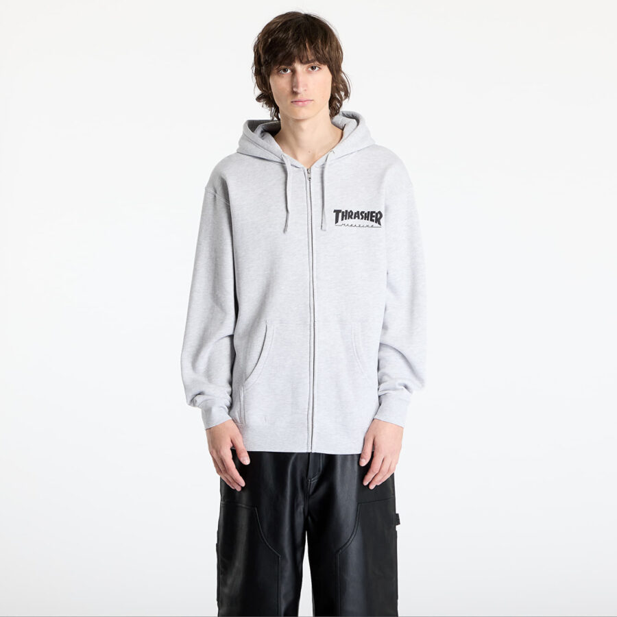 Pulóver Thrasher Magazine Logo Zip Hoody Melange Grey S-alacsony-ár