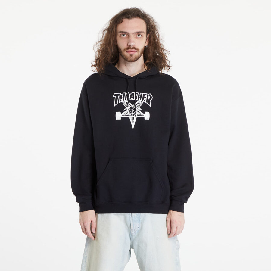 Pulóver Thrasher Skategoat Hood Black S-alacsony-ár
