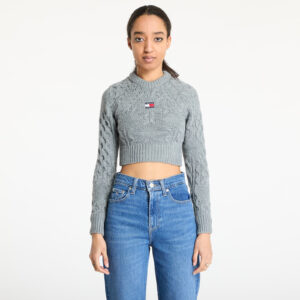Pulóver Tommy Jeans Badge Star Cable Sweater Gray XS-alacsony-ár