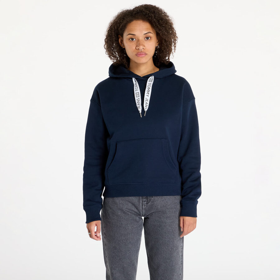 Pulóver Tommy Jeans Boxy Logo Drawcord Hoodie Navy XS-alacsony-ár