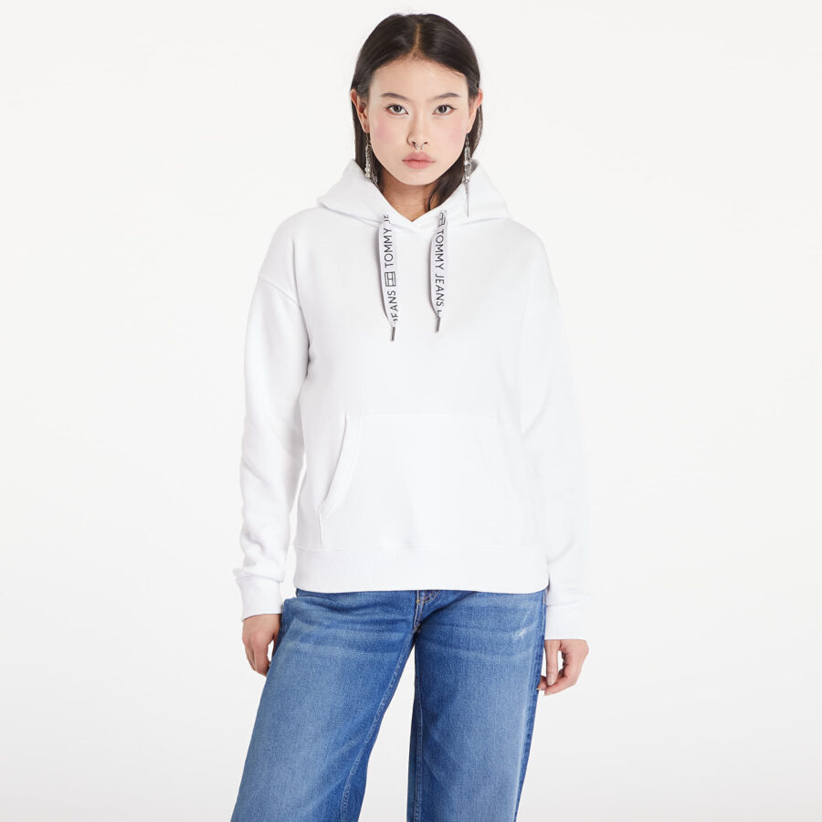 Pulóver Tommy Jeans Boxy Logo Drawcord Hoodie White XL-alacsony-ár