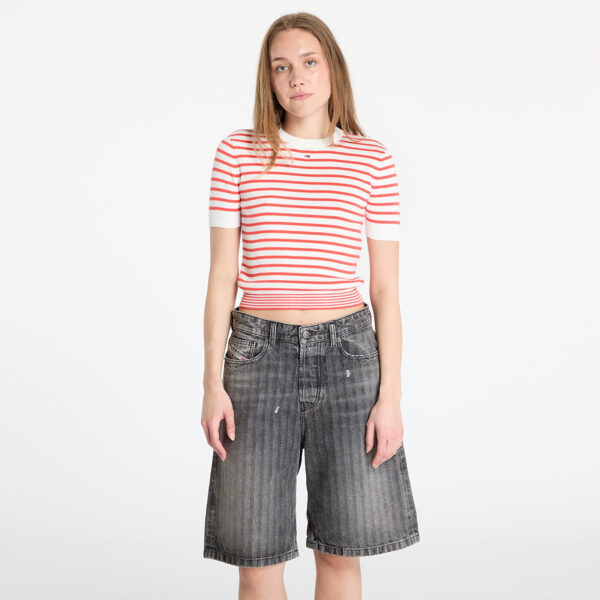 Pulóver Tommy Jeans Essential Shortsleeve Sweater Red XS-alacsony-ár
