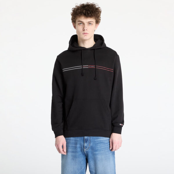 Pulóver Tommy Jeans Regular Entry Graphic Hoodie Black S-alacsony-ár