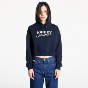 Pulóver Tommy Jeans Relaxed Cropped Script Hoodie Blue XS-alacsony-ár