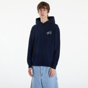 Pulóver Tommy Jeans Relaxed Signature Hoodie Blue L-alacsony-ár