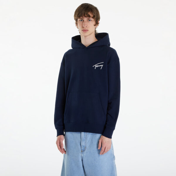 Pulóver Tommy Jeans Relaxed Signature Hoodie Blue L-alacsony-ár