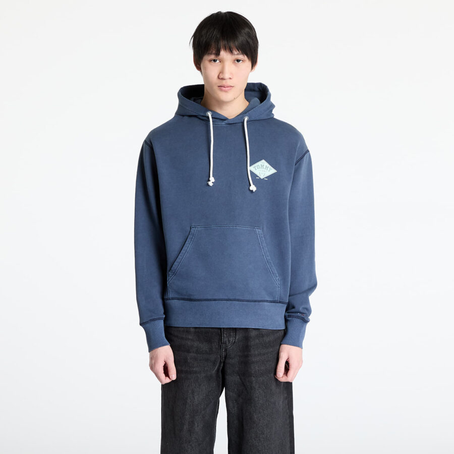 Pulóver Tommy Jeans Relaxed Varsity Grap Hoodie Blue S-alacsony-ár