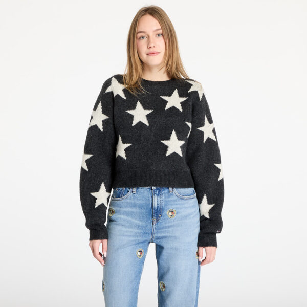 Pulóver Tommy Jeans Star Patern Sweater Black XS-alacsony-ár
