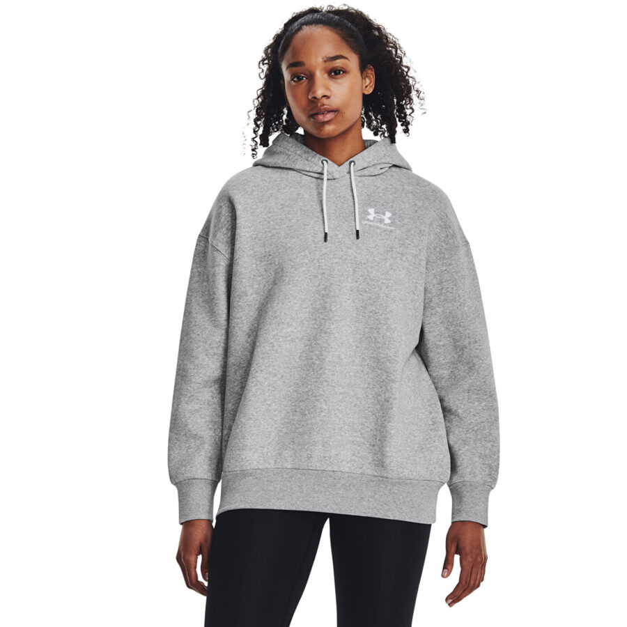 Pulóver Under Armour Icon Fleece OS Hoodie Mod Gray Light Heather/ White XS-alacsony-ár