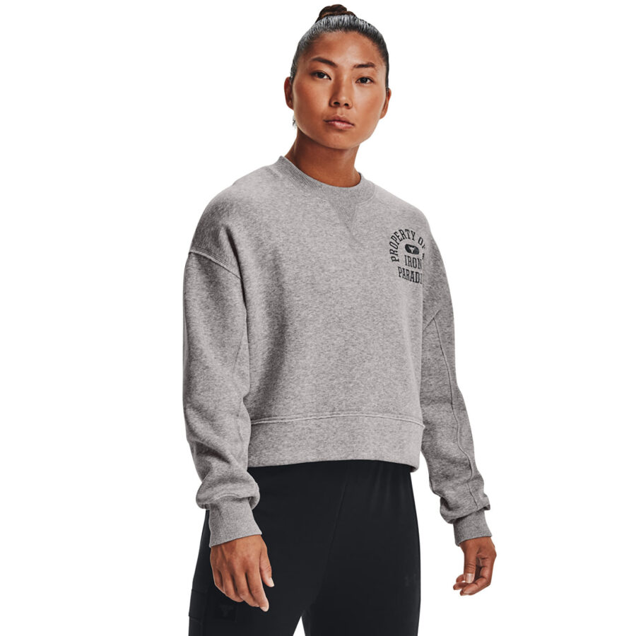 Pulóver Under Armour Prjct Rock Fleece LC Crew Gray L-alacsony-ár