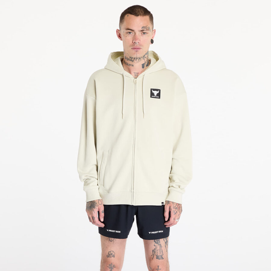 Pulóver Under Armour Project Rock Heavyweight Terry Full Zip Sweatshirt Silt/ Black M-alacsony-ár