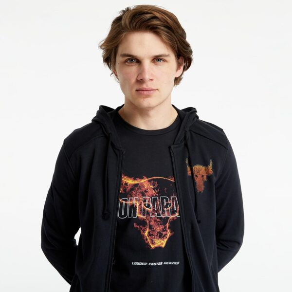Pulóver Under Armour Project Rock Terry FZ Hoodie Black/ Rogue Orange M-alacsony-ár