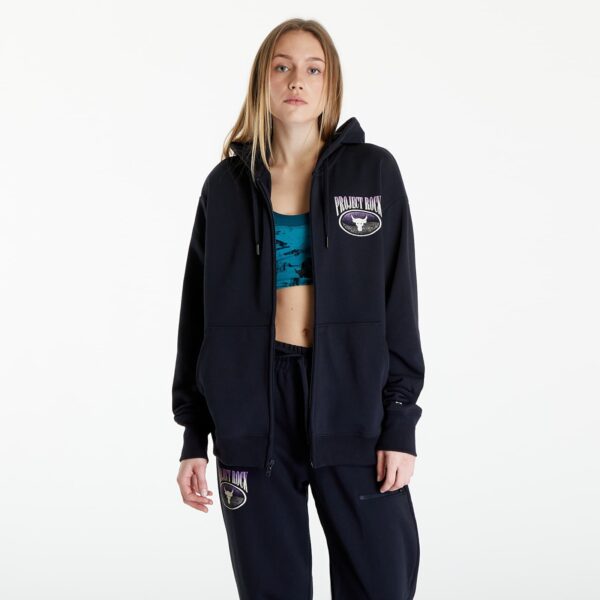 Pulóver Under Armour Project Rock Terry Full Zip Sweatshirt Black M-alacsony-ár