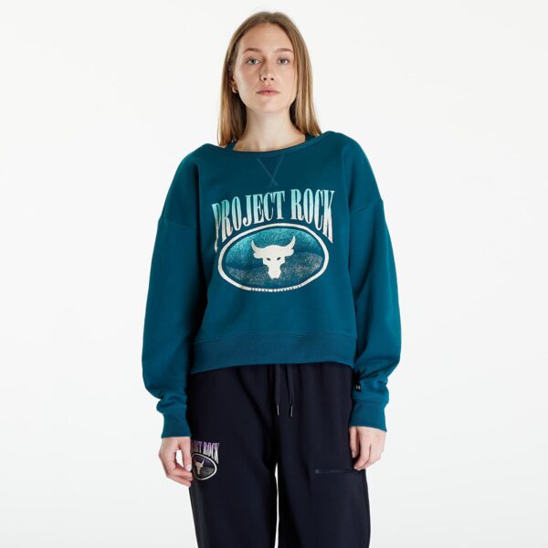 Pulóver Under Armour Project Rock Terry Sweatshirt Turquoise S-alacsony-ár