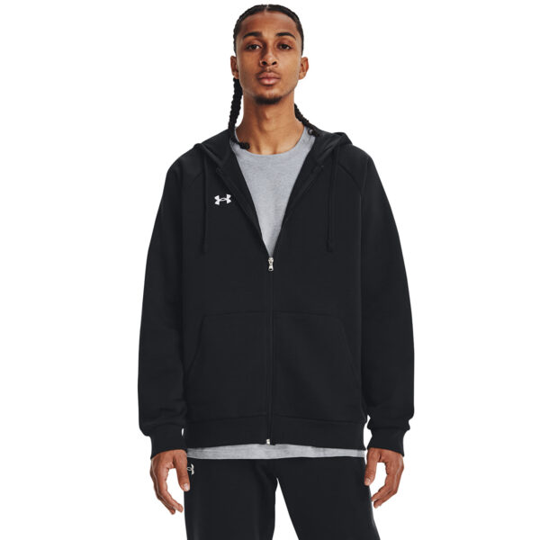 Pulóver Under Armour Rival Fleece FZ Hoodie Black/ White S-alacsony-ár