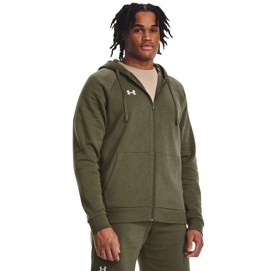 Pulóver Under Armour Rival Fleece FZ Hoodie Marine OD Green/ White XXL-alacsony-ár