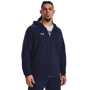 Pulóver Under Armour Rival Fleece FZ Hoodie Midnight Navy/ White S-alacsony-ár