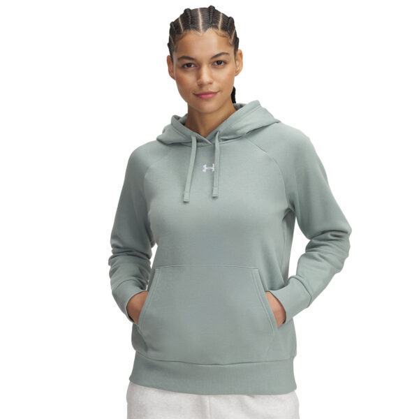 Pulóver Under Armour Rival Fleece Hoodie Silica Green/ White XS-alacsony-ár