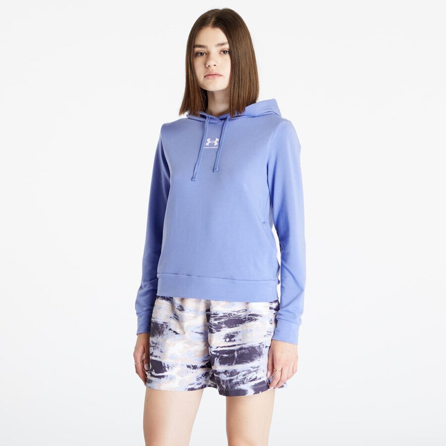 Pulóver Under Armour Rival Terry Hoodie Baja Blue/ White L-alacsony-ár
