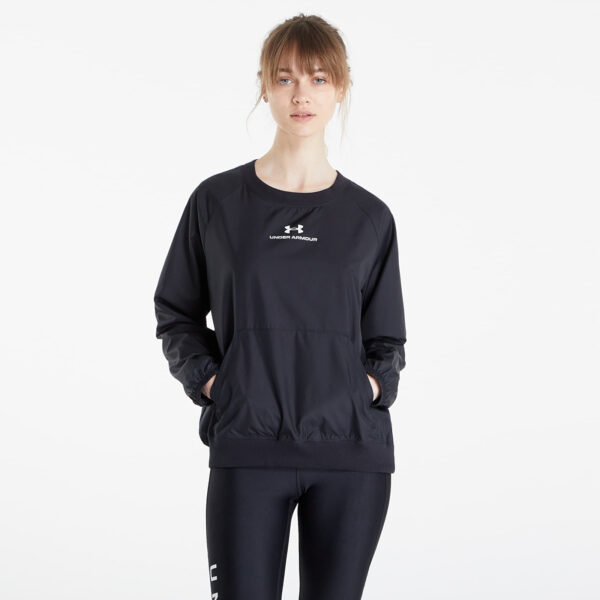 Pulóver Under Armour Rush Woven Crew Black/ White S-alacsony-ár