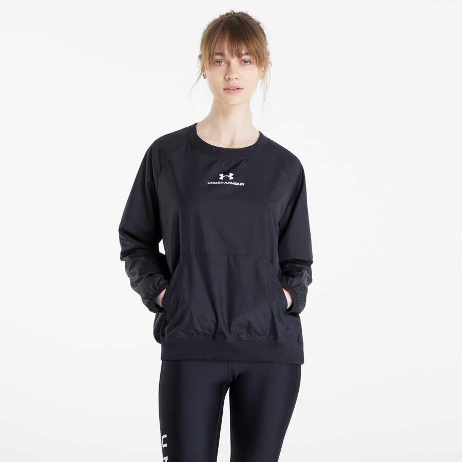 Pulóver Under Armour Rush Woven Crew Black/ White S-alacsony-ár