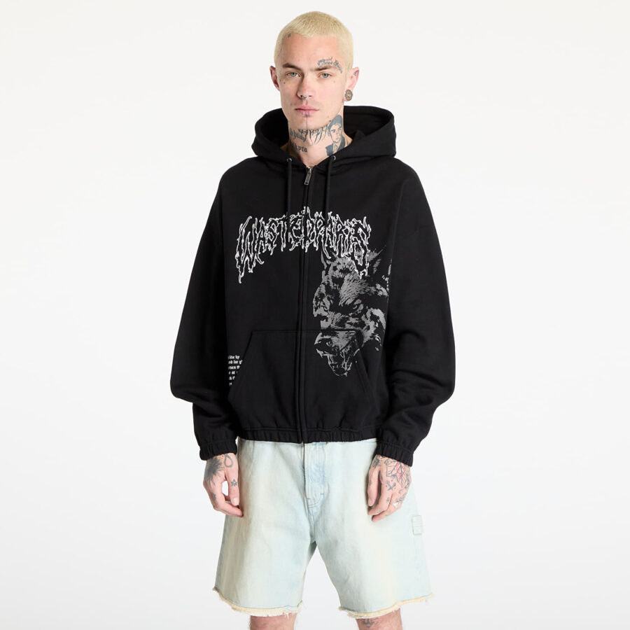 Pulóver Wasted Paris M Varg Boxy Zip Hoodie Black M-alacsony-ár