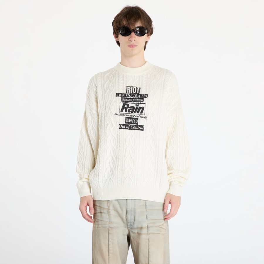 Pulóver Wasted Paris Rain Cable Knit Sweater Off-White M-alacsony-ár