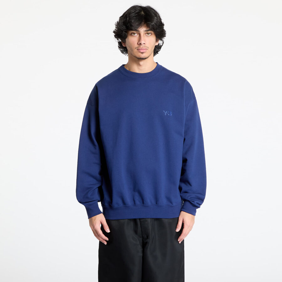 Pulóver Y-3 French Terry Crew Sweatshirt UNISEX Dark Blue S-alacsony-ár