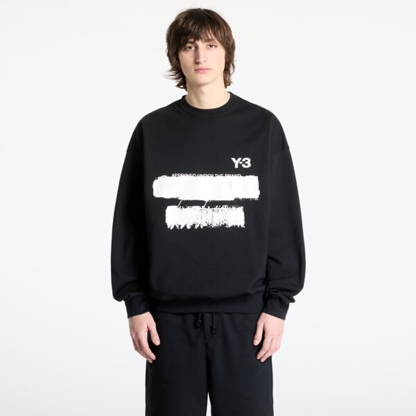 Pulóver Y-3 Graphic Crew Sweater UNISEX Black S-alacsony-ár