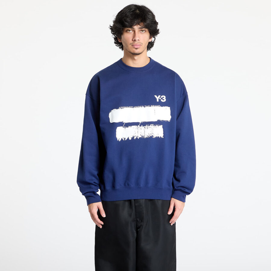 Pulóver Y-3 Graphic Crew Sweatshirt UNISEX Dark Blue S-alacsony-ár