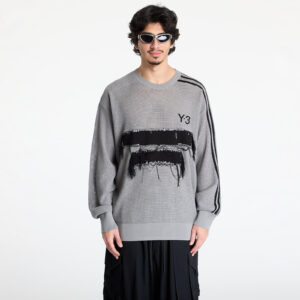 Pulóver Y-3 Graphic Knit Crew Sweatshirt Solid Grey S-alacsony-ár