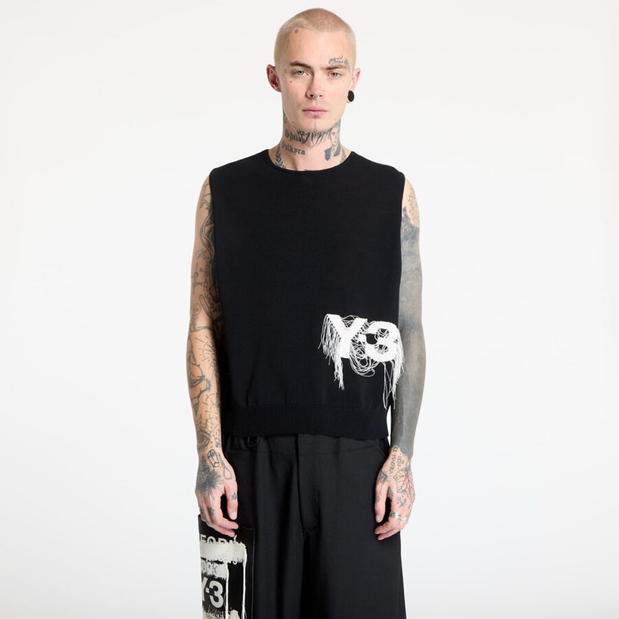Pulóver Y-3 Logo Knit Vest UNISEX Black S-alacsony-ár