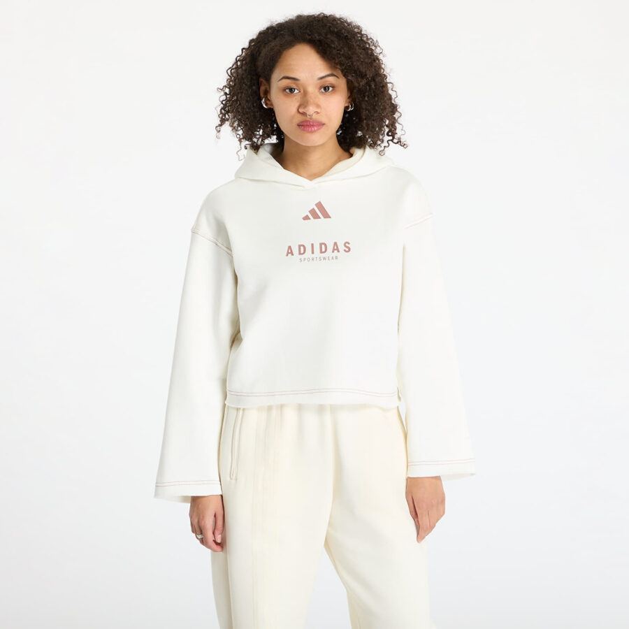 Pulóver adidas All Szn Loose Graphic Hoodie Off White L-alacsony-ár
