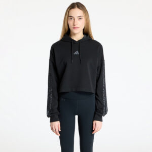 Pulóver adidas Essentials 3 Stripes Print French Terry Hoodie Black XS-alacsony-ár