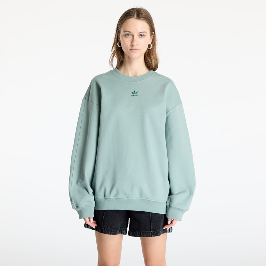 Pulóver adidas Essentials Oversized French Terry Sweatshirt Silver Green S-alacsony-ár