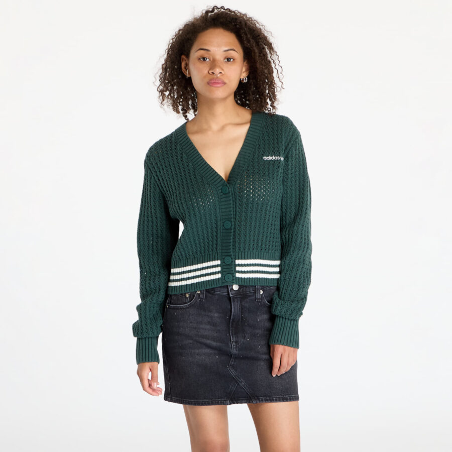 Pulóver adidas Knit Cardigan Mineral Green L-alacsony-ár