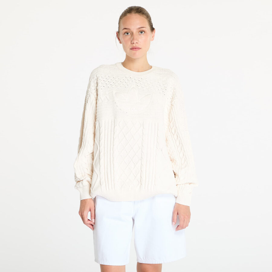 Pulóver adidas Knited Trf Sweater Wonder White XL-alacsony-ár