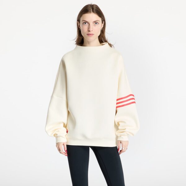 Pulóver adidas Neuclassics Oversized Mock Neck Sweatshirt Cream White/ Real Coral XS-alacsony-ár