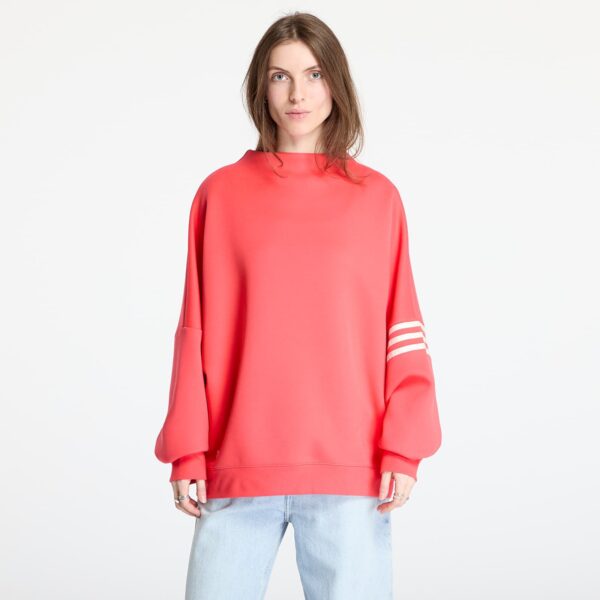 Pulóver adidas Neuclassics Oversized Mock Neck Sweatshirt Real Coral/ Cream White S-alacsony-ár