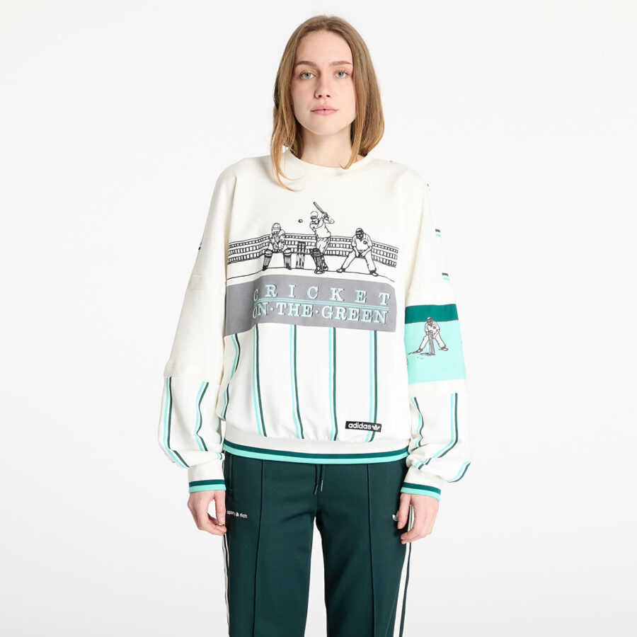 Pulóver adidas Retro Sports Cricket-Inspired Crew White/ Off White M-alacsony-ár