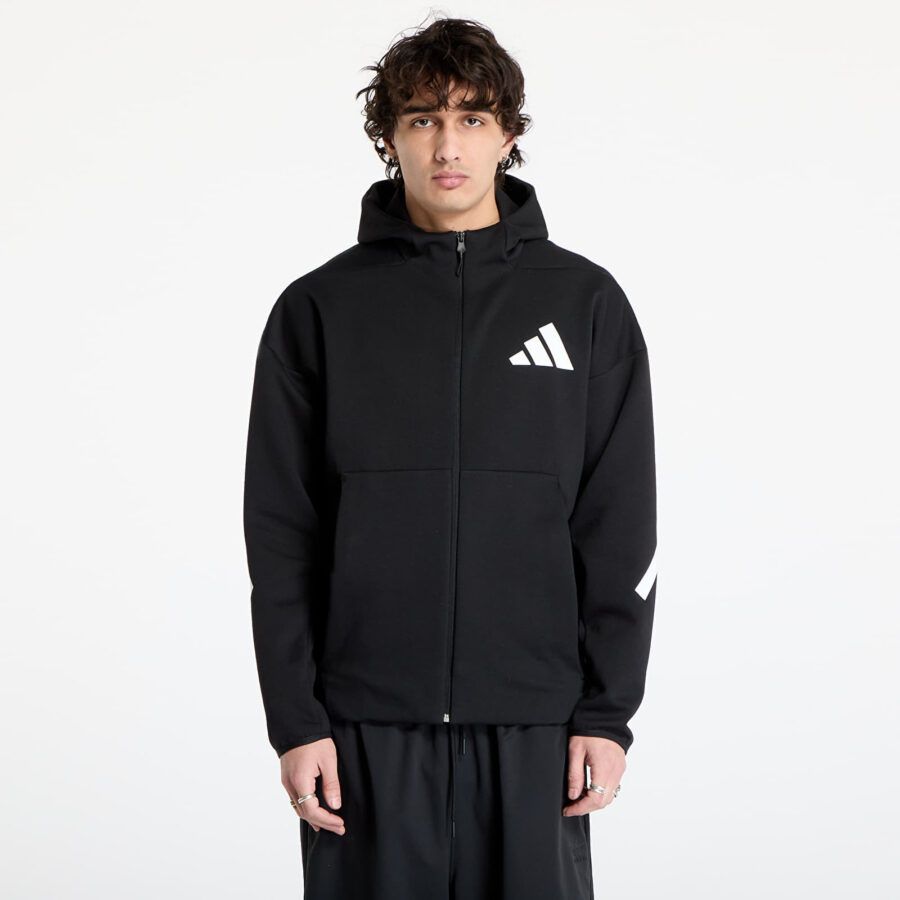 Pulóver adidas Z.N.E. Full Zip Hooded Black/ White M-alacsony-ár
