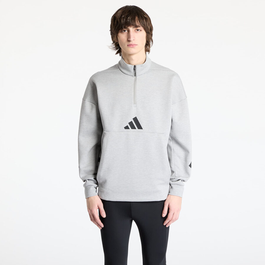 Pulóver adidas Z.N.E. Half Zip Hoodie Grey/ Medium Grey Heather S-alacsony-ár