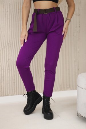 Punto Milano winter pants with belt dark purple