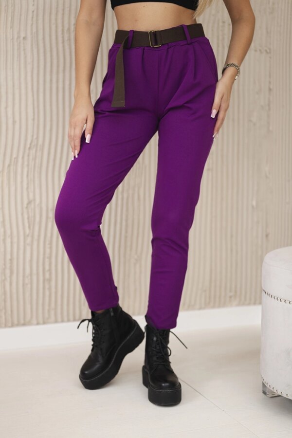 Punto Milano winter pants with belt dark purple
