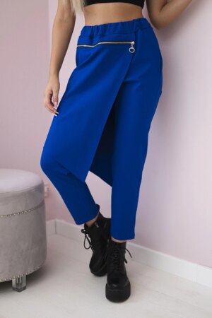 Punto Milano winter pants with decorative zip cornflower blue