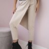 Punto Milano winter pants with decorative zipper dark beige