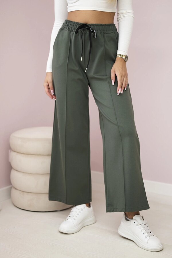 Punto Milano winter pants with wide legs khaki