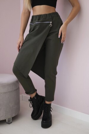 Punto Milano winter trousers with decorative khaki zipper