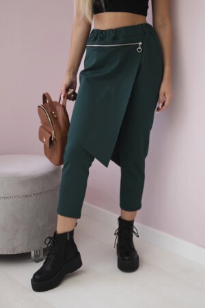 Punto Milano winter trousers with decorative zip dark green